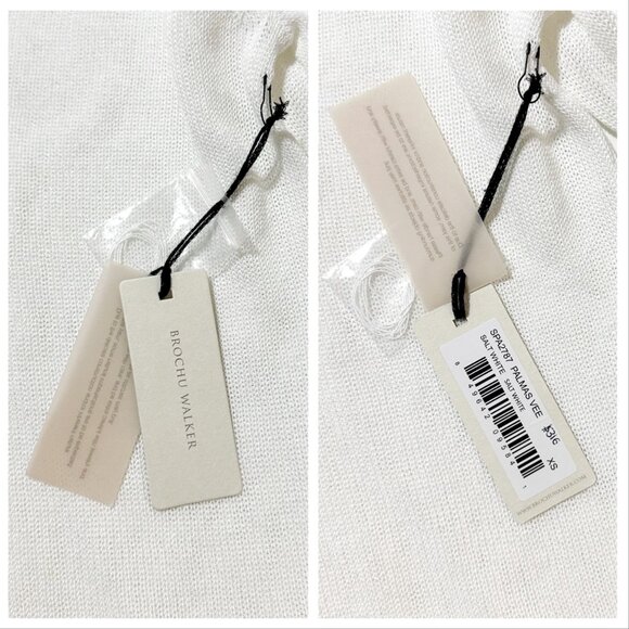 Brochu Walker Palmas Vee White Sweater XS Salt Water NWT - Picture 6 of 16